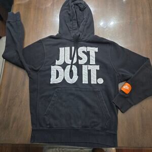 Nike Sportswear "Just Do It" Pullover Fleece Mix Hoodie in black men's small